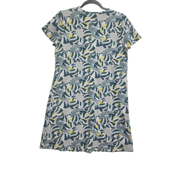 Lands End Womens Fish Print Short Sleeve Dress M Pull Over. 4024 - Picture 2 of 7